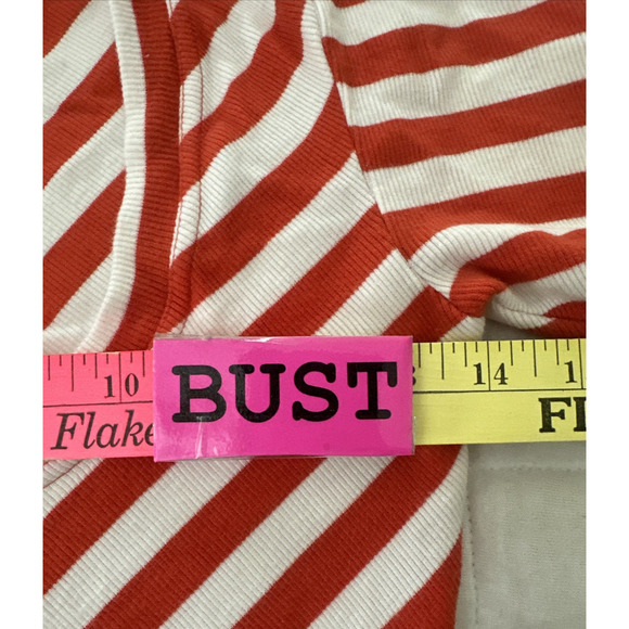 MAEVE ANTHROPOLOGIE Womens Top XXS Front Zip Scoop Neck Orange Striped Preppy - Picture 8 of 12